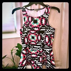 Cool unique Abstract Artsy Geometric Psychedelic Print Top Mosaic Festival